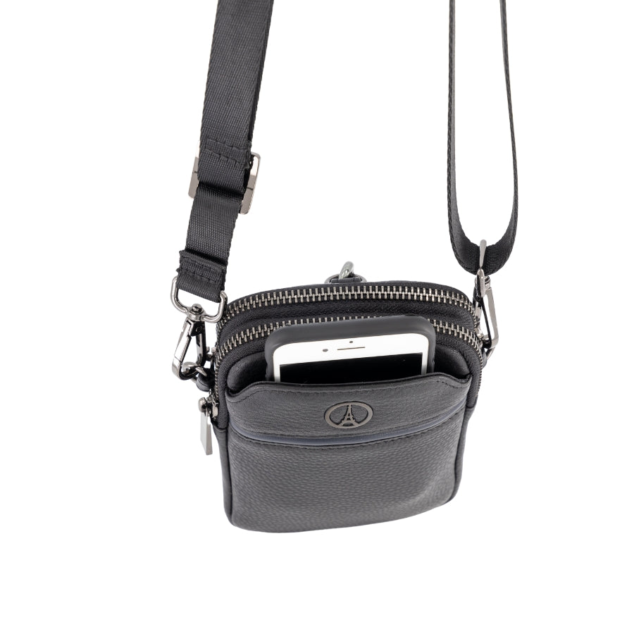 Midi double zip sling bag